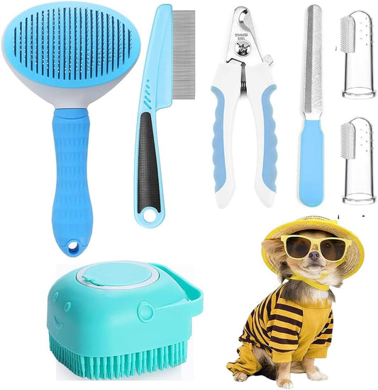 7-in-1 Pet Grooming Kit — Brush, Nail Clipper, Flea Comb & More